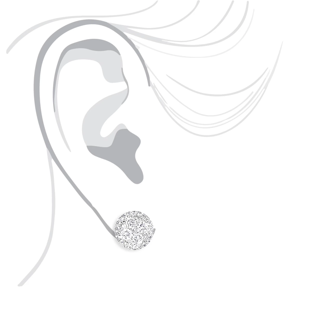 Pave Diamond Stud Cluster Earrings 1.46ct 14K White Gold 5 Pave Diamond Stud Cluster Earrings 1.46ct 14K White Gold - Image 3