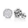 Pave Diamond Stud Earrings 0.9ct 14K White Gold -Fashion Accessories Shop pave diamond stud earrings 09ct 14k gold 1