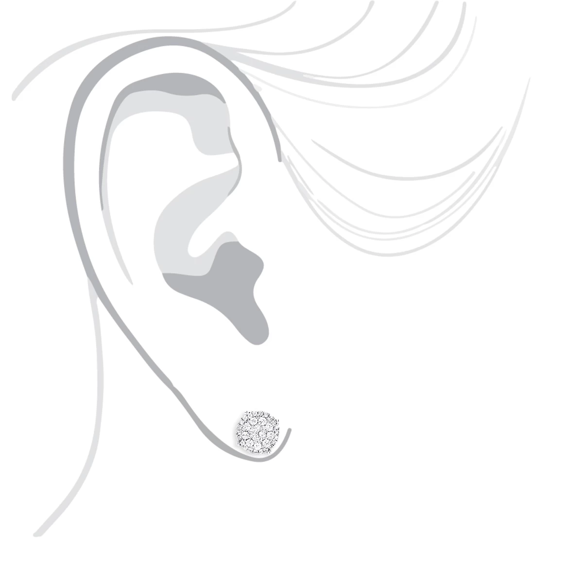 Pave Diamond Stud Earrings 0.9ct 14K White Gold 4 Pave Diamond Stud Earrings 0.9ct 14K White Gold - Image 2