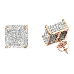 1 Carat Pave Diamond Stud Earrings 10K Yellow Gold Cube Shape -Fashion Accessories Shop pave diamond stud earrings 10k 095ct p 43212 ro