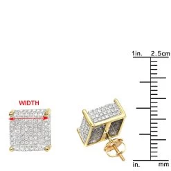 1 Carat Pave Diamond Stud Earrings 10K Yellow Gold Cube Shape -Fashion Accessories Shop pave diamond stud earrings 10k 095ct p 43212 rulerye