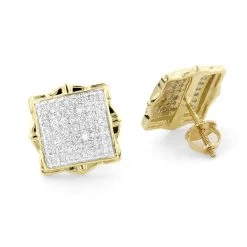 Pave Diamond Stud Earrings 1/2ct 14K Yellow Gold -Fashion Accessories Shop pave diamond stud earrings 12ct 14k yellow or white gold 1