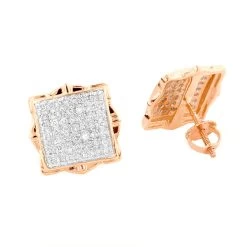 Pave Diamond Stud Earrings 1/2ct 14K Yellow Gold -Fashion Accessories Shop pave diamond stud earrings 12ct 14k yellow or white gold rose