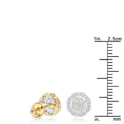 Pave Round Diamond Earrings 0.28ct 10K Yellow Gold -Fashion Accessories Shop pave round diamond earrings 028ct 10k gold rulerye