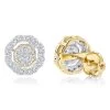 Pave Round Diamond Earrings 0.28ct 10K Yellow Gold
