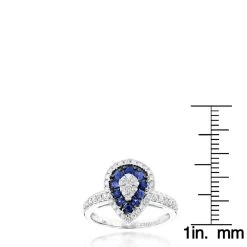 Pear Shape Design Sapphire And Diamond Engagement Ring For Women 1 Carat TW -Fashion Accessories Shop pear shape design sapphire and diamond engagement ring for women 1 carat tw rulerwh