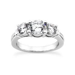 Thin Platinum Diamond Three Stones Engagement Ring 0.45ct 2.87mm
