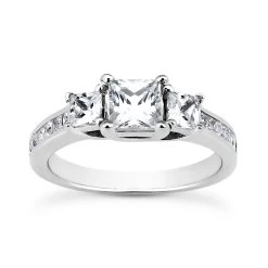 Ultra Thin Platinum Diamond Three Stones Engagement Ring 0.72ct