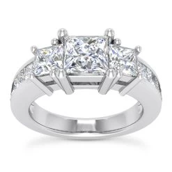Thin Platinum Princess Cut Diamonds Engagement Ring 0.94ct 2.5mm