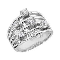 Platinum Right Hand Diamond Ladies Ring 0.95ct