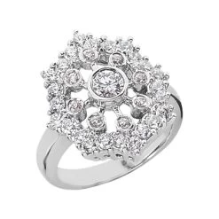 Platinum Right Hand Diamond Ladies Ring 1.25ct