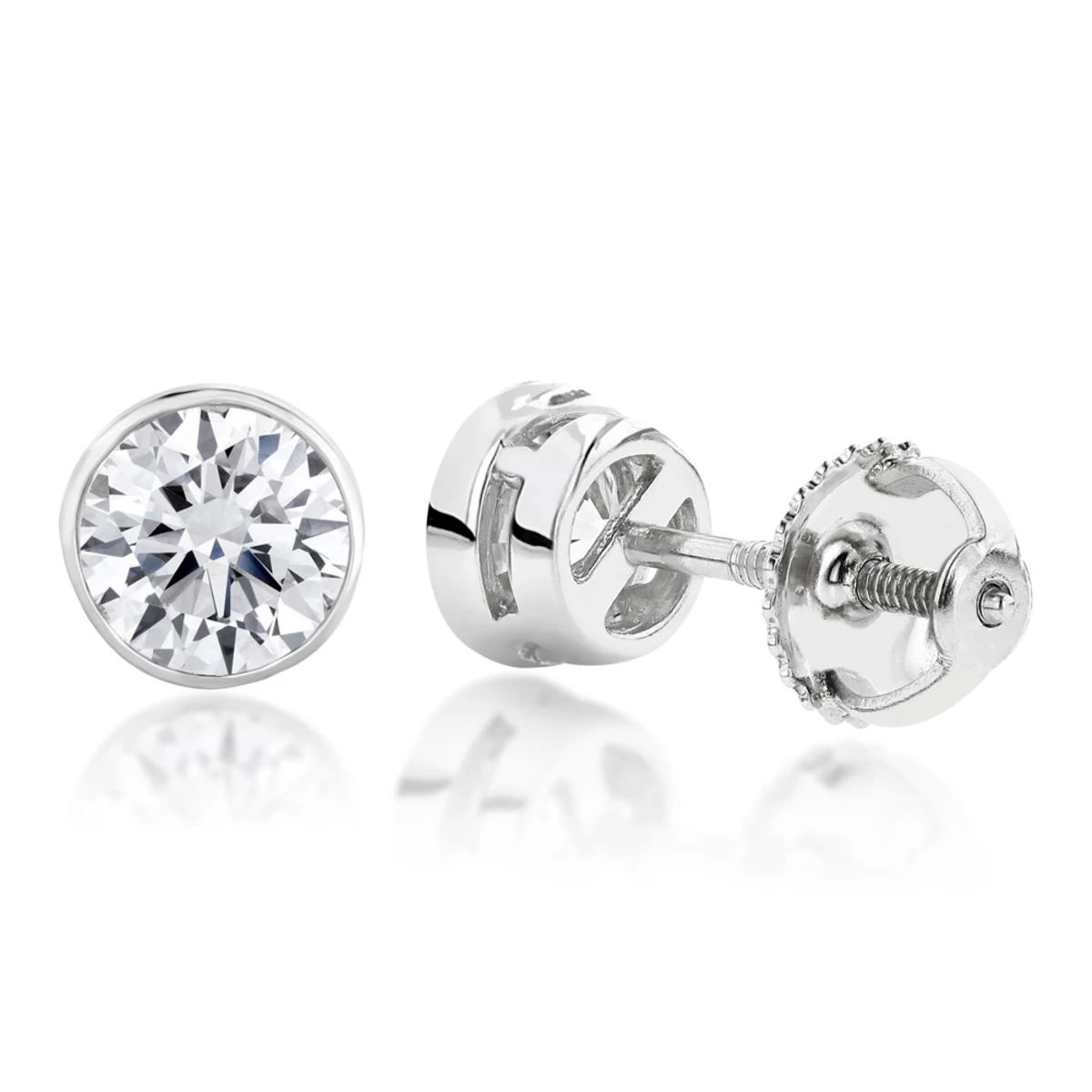 Platinum Round Diamond Bezel Stud Earrings 0.50ct 3 Platinum Round Diamond Bezel Stud Earrings 0.50ct