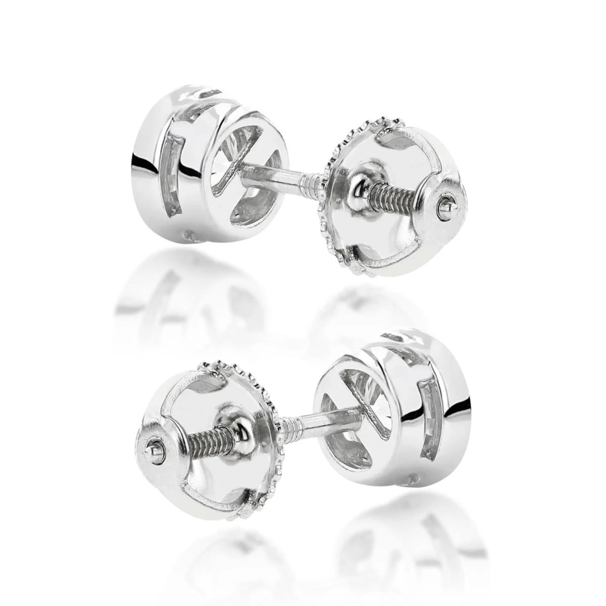Platinum Round Diamond Bezel Stud Earrings 0.50ct 4 Platinum Round Diamond Bezel Stud Earrings 0.50ct - Image 2