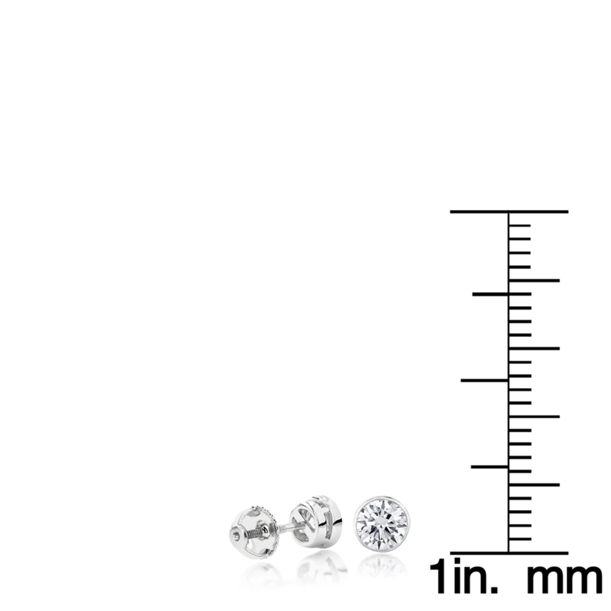 Platinum Round Diamond Bezel Stud Earrings 0.50ct 6 Platinum Round Diamond Bezel Stud Earrings 0.50ct - Image 4
