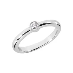 Thin Stackable Solitaire Platinum Round G VS Diamond Ladies Ring 0.10ct