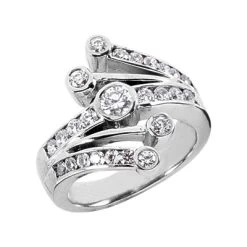 Platinum Round Diamond Right Hand Ladies Ring 0.75ct