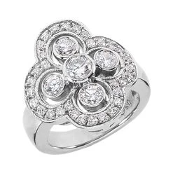 Platinum Round Diamond Right Hand Ladies Ring 1.33ct