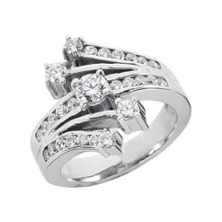 Platinum Round Diamond Right Hand Women's Ring 0.93ct