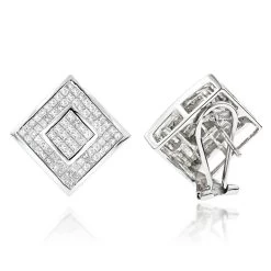 Princess Cut Diamond Earrings 2.50ct 14K White Gold