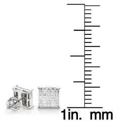 Princess Cut Diamond Earrings Studs Invisible Setting 1.15 -Fashion Accessories Shop princess cut diamond earrings invisible setting 115 p 38040 rulerwh