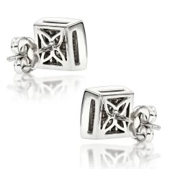 Princess Cut Diamond Stud Earrings 14K White Gold 1.65ct Invisible Setting -Fashion Accessories Shop princess cut diamond stud earrings 14k 165ct invisible setting backwh