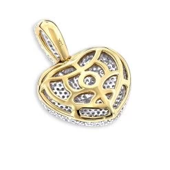 Puffed Diamond Heart Necklace 14K Yellow Gold 0.92ct -Fashion Accessories Shop puffed diamond heart necklace 14k gold 092ct p 22302 backye