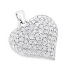 Ladies Puffed 14K White Gold Diamond Heart Pendant 1.5ct