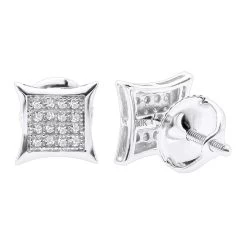 Real Diamond Earrings 10K White Gold Round Diamond Studs .1ct