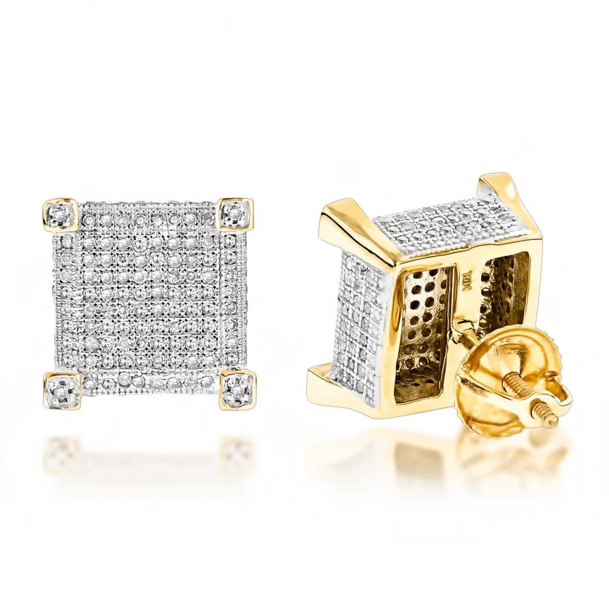 14K Yellow Gold Diamond Stud Earrings 0.85ct 3 14K Yellow Gold Diamond Stud Earrings 0.85ct