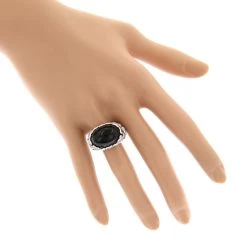 Right Hand Diamond Fashion Luxurman Onyx And Hearts Ring 14K White Gold -Fashion Accessories Shop right hand diamond fashion rings luxurman onyx and hearts ring 14k gold bodwh