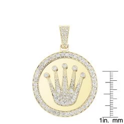 Rolex Style Diamond Pendant 3ct 10K Yellow Gold Crown Medallion -Fashion Accessories Shop rolex style diamond pendant 3ct yellow white gold crown medallion rulerye