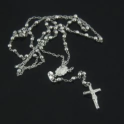 Rosary Beads 14K White Gold Small Rosary Bead Necklace