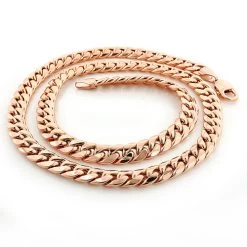 10K Rose Gold Miami Cuban Link Chain In 22-40in 11mm