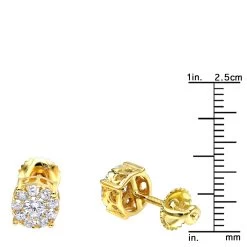 Round Cluster Diamond Earrings Studs 0.75ct 14K Yellow Gold -Fashion Accessories Shop round cluster diamond earrings studs 063ct 14k gold rulerye