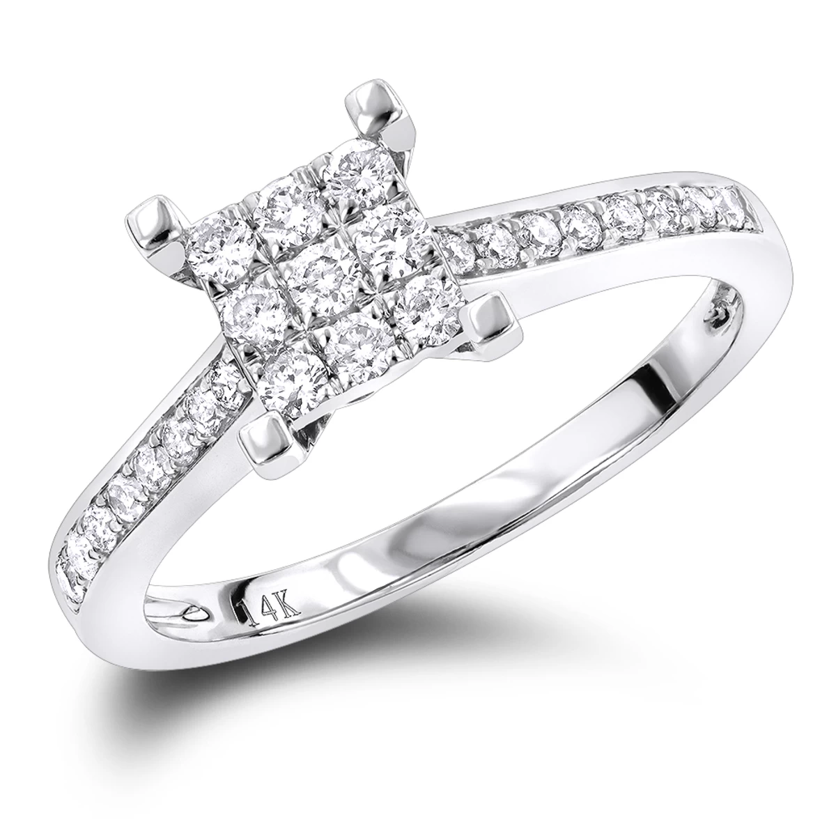 Round Diamond Engagement Ring 0.4 Ct 14K White Gold 3 Round Diamond Engagement Ring 0.4 Ct 14K White Gold
