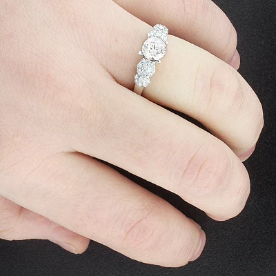 Round Diamond Engagement Ring Setting 0.38ct 14K White Gold 5 Round Diamond Engagement Ring Setting 0.38ct 14K White Gold - Image 3