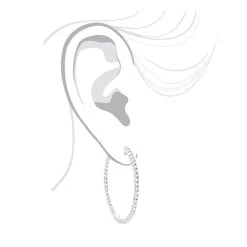 Round Diamond Hoop Earrings 0.6ct Inside Out 14K White Gold 1 3/4 Inches -Fashion Accessories Shop round diamond hoop earrings 06ct inside out 14k gold 1 34 inches bod