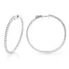 Round Diamond Hoop Earrings 0.6ct Inside Out 14K White Gold 1 3/4 Inches