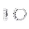 1/2 Inch Classic Huggie Hoop Earrings 14K White Gold With Round Diamonds 1 Carat