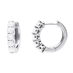 1/2 Inch Classic Huggie Hoop Earrings 14K White Gold With Round Diamonds 1 Carat