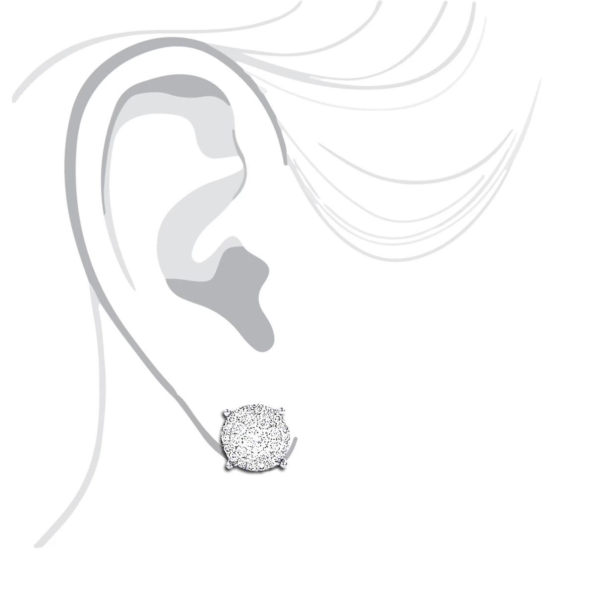 Round Diamond Stud Earrings 14K Rose Gold 0.76ct Pave Cluster Design 5 Round Diamond Stud Earrings 14K Rose Gold 0.76ct Pave Cluster Design - Image 3