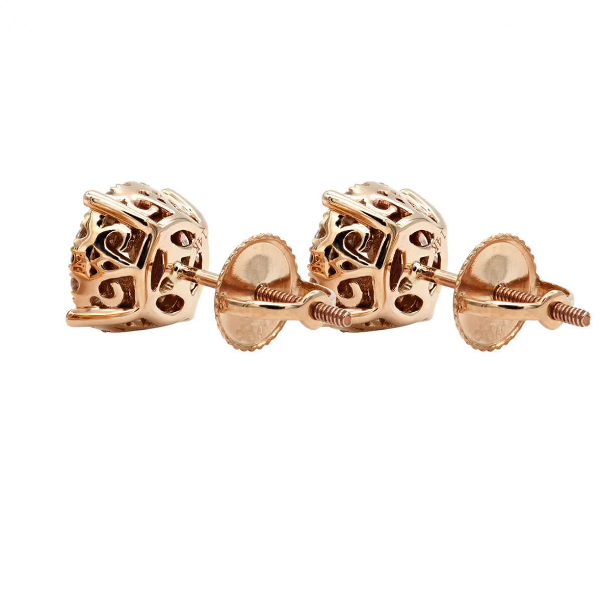 Round Diamond Stud Earrings 14K Rose Gold 0.76ct Pave Cluster Design 10 Round Diamond Stud Earrings 14K Rose Gold 0.76ct Pave Cluster Design - Image 8