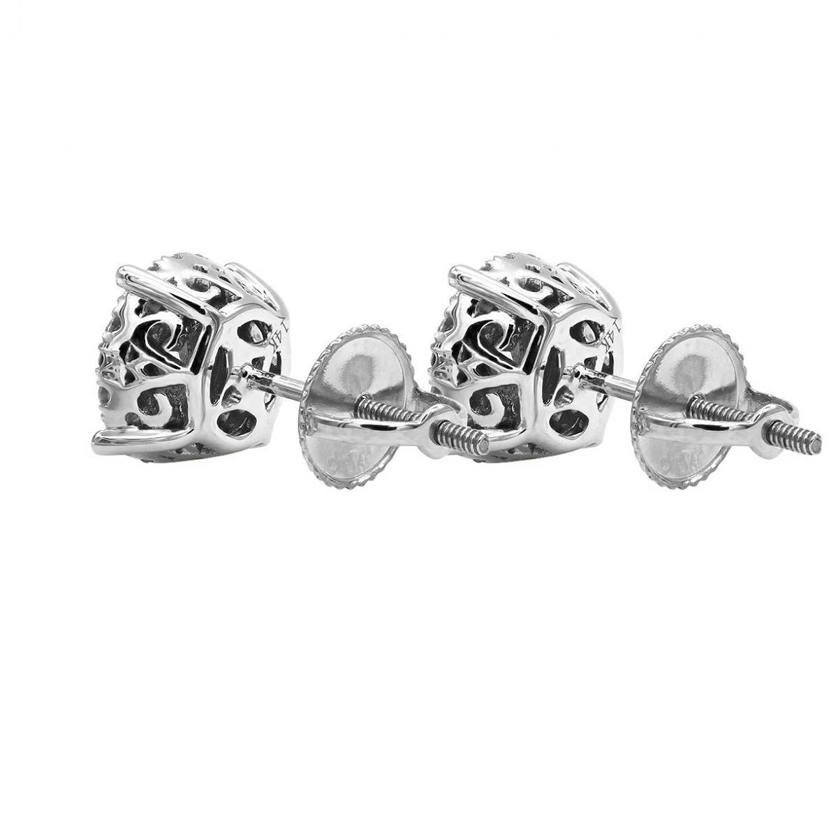 Round Diamond Stud Earrings 14K Rose Gold 0.76ct Pave Cluster Design 8 Round Diamond Stud Earrings 14K Rose Gold 0.76ct Pave Cluster Design - Image 6