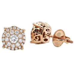 Round Diamond Stud Earrings 14K Rose Gold 0.76ct Pave Cluster Design 16 Round Diamond Stud Earrings 14K Rose Gold 0.76ct Pave Cluster Design -Fashion Accessories Shop round diamond stud earrings 14k gold 076ct pave cluster design ro
