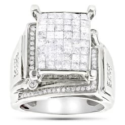 Round Princess Cut Diamond Engagement Ring 1.81ct 14K White Gold