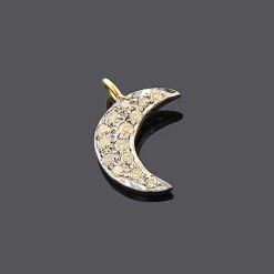 Silver Champagne Diamond Moon Pendant 0.18ct