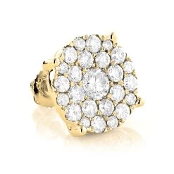 Single Oversized Cluster Men's 18K Rose Gold Round Diamond Stud Earring 2ct -Fashion Accessories Shop single oversized cluster mens 18k gold round diamond stud earring 2ct 7