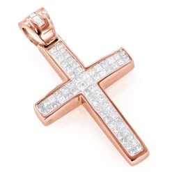 Small 14K Yellow Gold Invisible Princess Cut Diamond Cross Pendant 1.25ct -Fashion Accessories Shop small 14k gold diamond cross pendant 125ct p 7023 ro
