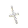 Small 14K Yellow Gold Diamond Cross Pendant Necklace 0.40ct