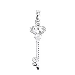 Small 14K White Gold Diamond Key Pendant 0.20ct -Fashion Accessories Shop small 14k gold diamond key pendant 020ct p 7096 backwh